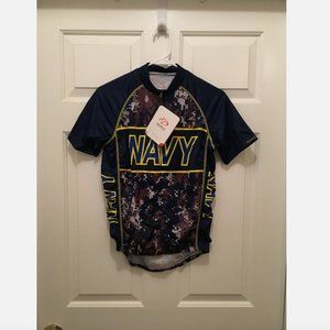 NWT Primal Race United States Navy Fleet Cycling Blue Logo Raglan Jersey Small
